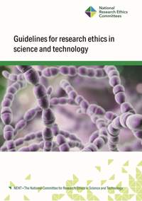 Cover of Guidelines for research ethics in science and technology with an illustration of strings of bacteria used for CRISPR technology